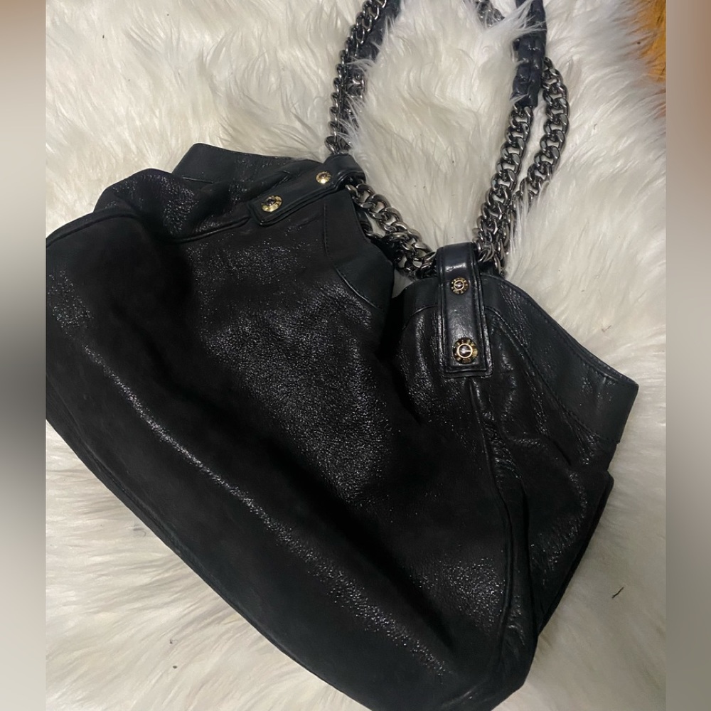 Henri Bendel Black Shiny Snake Embodsed Purse